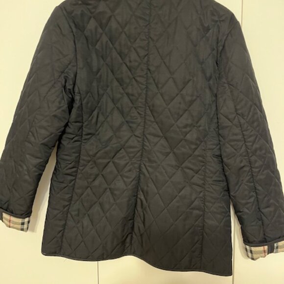 Burberry Quilted Jacket Black Logo Plaid Small - Picture 2 of 12